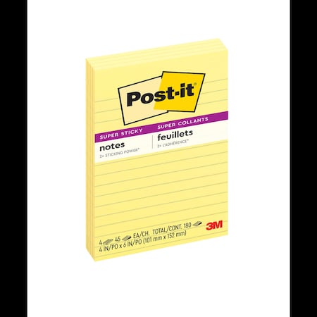 Post-It Super Sticky Notes 4621-SSCY, 4"x6", PK32 680-9 (36)